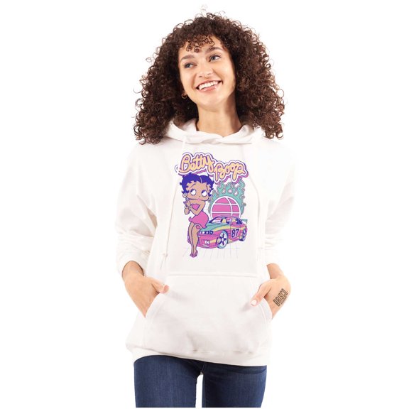 Betty Boop Flaming Racecar Cartoon Hoodie Sweatshirt Women Brisco Brands S