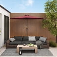thumbnail image 2 of Outsunny Parasol Demi-Rond de 9 Pi, Parasol de Balcon Extérieur, Rouge Vin, 2 of 10