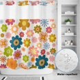 thumbnail image 2 of No Hook Shower Curtain, Vintage Boho Floral Shower Curtains for Bathroom with See Through Top Window, Yellow Pink Floral Bohemia Beige Waterproof & Washable Bath Curtain 66"x72", 2 of 9