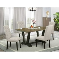 East West Furniture V676EL635-5 Kitchen Dinette Set, Multi Color - 4 Dining Room Chairs Upholstered Seat & High Button Tufted Chair - 5 Piece