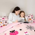 thumbnail image 4 of Manfei Halloween Kawaii Witch Hat Ghost King Size Comforter Sets 3pcs, Cute Pumpkin Cobweb Star Pattern Comforters King Size, Light Pink Black,Pink Reversible,1 Comforter and 2 Pillowcases, 4 of 6