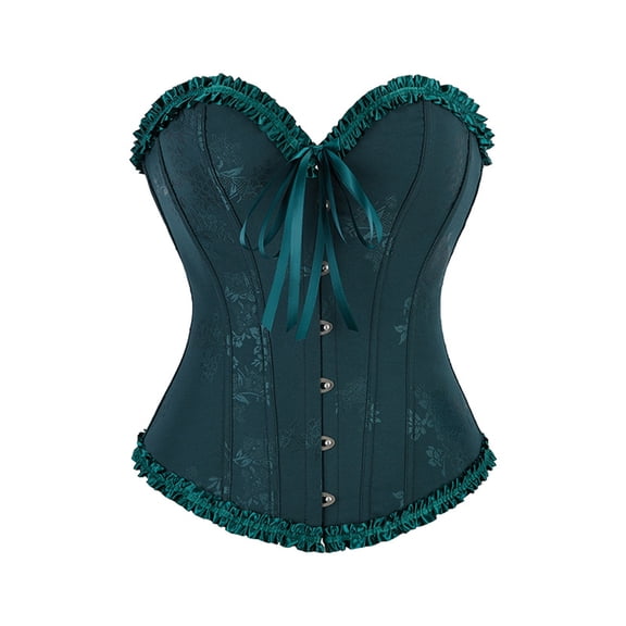 Fgvctg Womens Corset Top Strapless Lace Up Waist Bustier Lingerie Vintage Underbust Dark Green Corsets Plus Size Shapewear Bodysuit Top Costumes Dark Green XL
