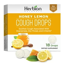 Herbion Naturals Cough Drops with Natural Honey Lemon Flavor, Dietary Supplement, Soothes Cough, For Adults and Children over 6 years, 18 Drops, No Artificial Flavor, No Added Color.