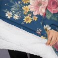 thumbnail image 3 of Oversized Wearable Blanket Hoodie,Pioneer Flower Floral Print Pattern Sherpa Blanket Hoodie with Super Pockets,Super Warm Fuzzy Pullover for Women & Men, 3 of 6