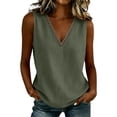 thumbnail image 4 of KIHOUT Women's Sleeveless V Neck Tank Top Cotton Casual Solid Color Loose Fit Summer Blouse with Hollow Out Detail, 4 of 7