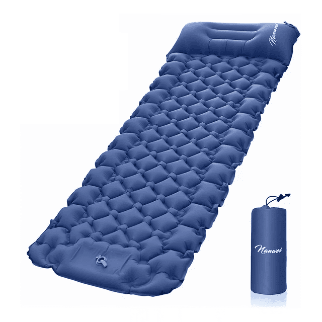 Colchoneta Para Acampar Ultraligera Portátil Con Almohada Azul