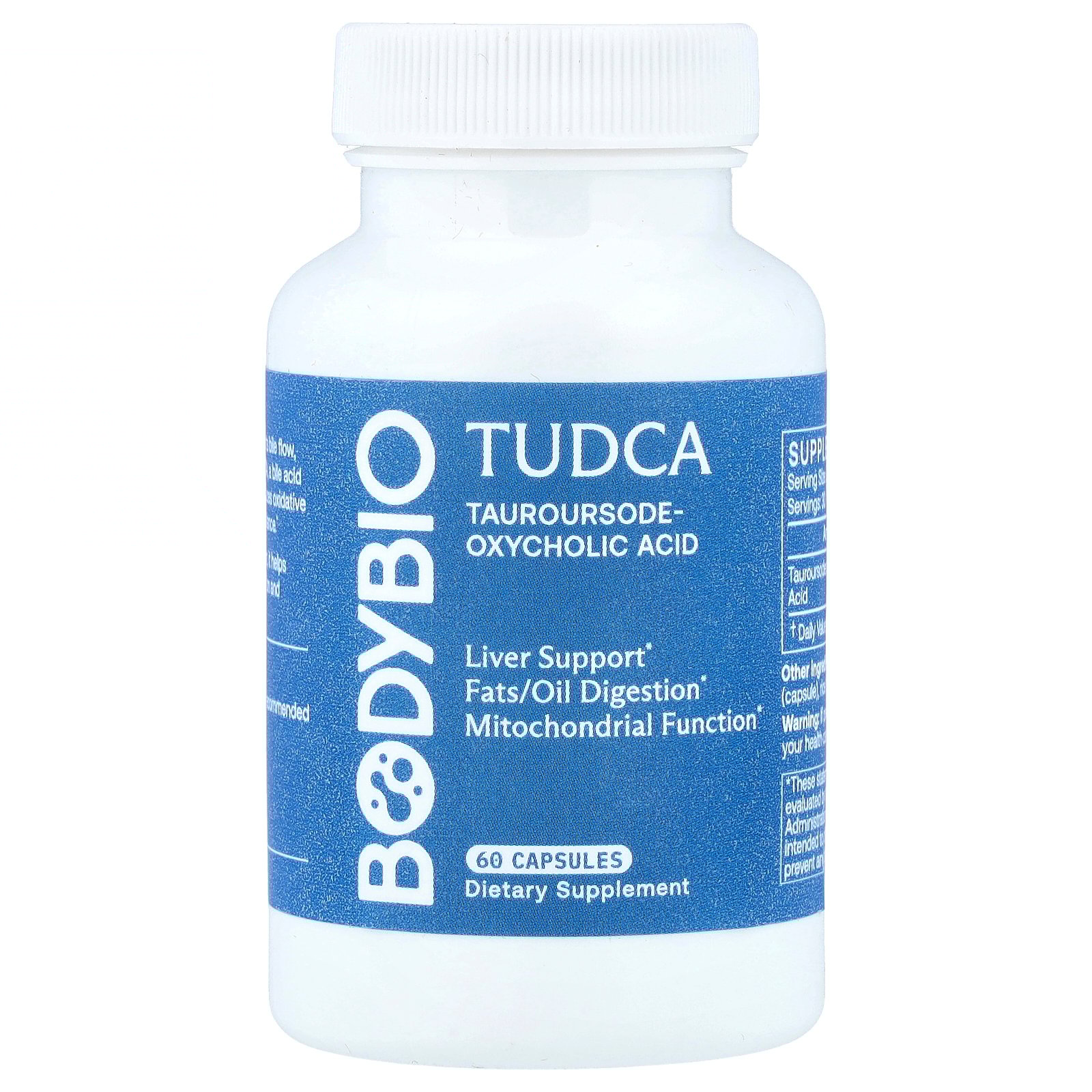 BodyBio TUDCA, 60 Capsules (250 mg per Capsule)