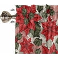 thumbnail image 5 of Christmas Kitchen Curtains and Valances Set, Rod Pocket Curtains Tier Farmhouse Window Curtains 24 Inch Length, Red Flowers Leaves Botanical Plants Retro 3 Piece Kitchen Curtains Set, 5 of 6