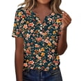 thumbnail image 1 of Tnhcen Chemises d'Été Vintage à Imprimé pour Femmes - Coupe Ample Basique Décontractée / Grande Taille P-2TG / Style Rétro pour Femmes, 1 of 8