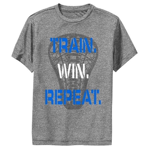 Boy's Lost Gods Lacrosse Train Win Repeat Performance Graphic Tee Charcoal Heather X Large