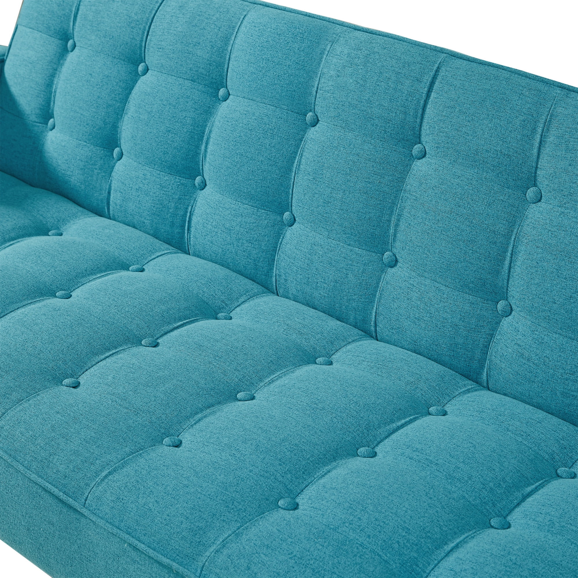 Aukfa 74" Tufted Futon Convertible Sofa Bed, Upholstered Arm Couch for Home Office, Blue