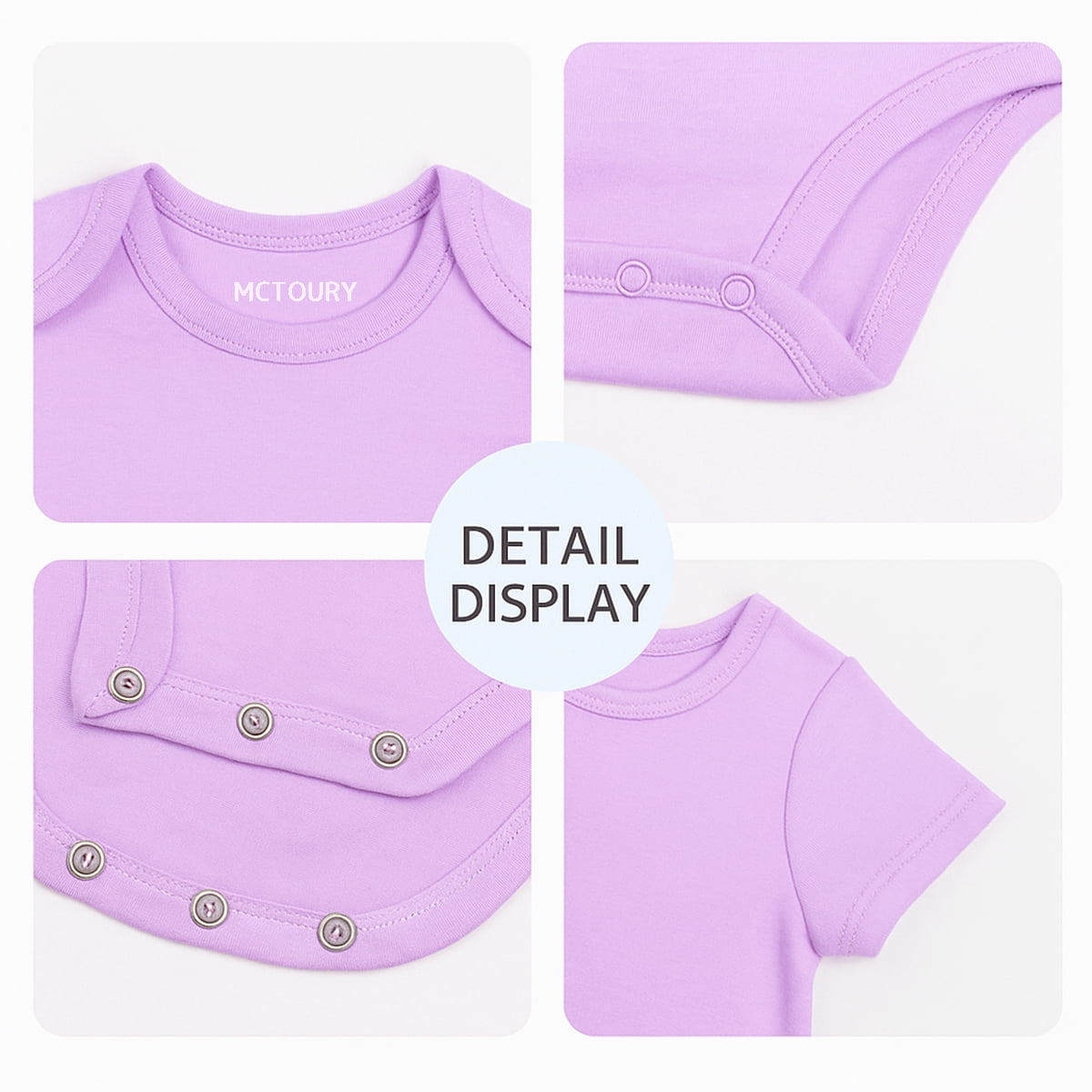 MCTOURY Baby Bodysuit for Infants – Short Sleeve Envelope Neck Onesie with Snap Closures, Soft Breathable Cotton, Unisex Newborn Clothes for Girls & Boys