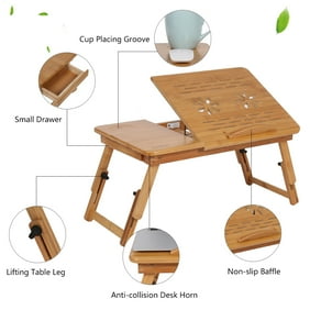 Adjustable Bamboo Laptop Bed Table Portable Book Reading Tray