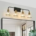 thumbnail image 5 of 31" Modern Black and Gold 4-Light Bathroom Vanity Light Fixture, Clear Glass Shades Wall Sconce for Mirror, Living Room, or Vanity (Bulbs Not Included), 5 of 9