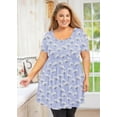 thumbnail image 3 of SHOWMALL Women's Plus Size Tunic Short Sleeve Blue Dandelion 0X Crewneck Shirt Top Summer Maternity Flowy Loose Fit, 3 of 7