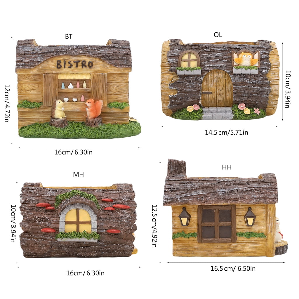 JZROCKER Stump House Statue Decors Desktop Easter Figurines Ornament Cartoon Statue Landscape Miniatures