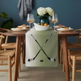 thumbnail image 2 of Sage Green Beige Table Runner - 70 Inch Long, Kitchen Dining Table Runner Dresser Scarves, Ombre Ice Hockey Ball Sport Game Farmhouse Decor for Coffee Tables Wedding Party Banquet, 2 of 8