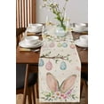 thumbnail image 2 of Table Runner Dresser Scarf 13 x 60 Inch Retro Easter Rabbit Bunny Ears Spring Floral Colorful Eggs Table Runners Non-Slip Heat Kitchen Dining Table Decor for Indoor Outdoor Home Party Decoration, 2 of 7