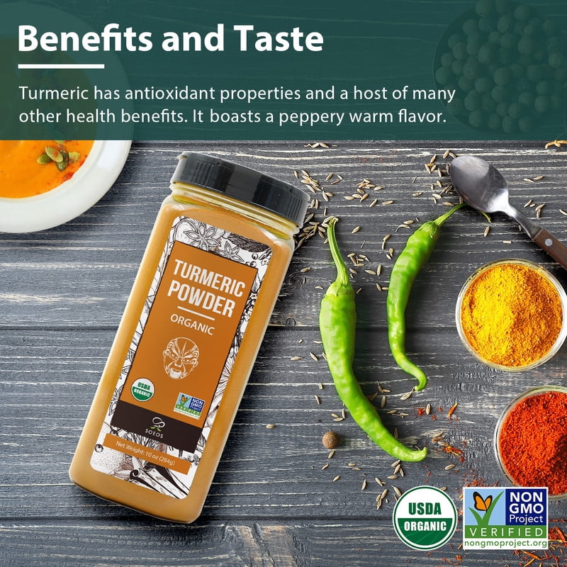 Soeos Organic Turmeric Powder, 10oz (284g)