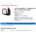 thumbnail image 2 of Left Driver Side Mirror - Compatible with 1996 - 2002 GMC Savana 2500 1997 1998 1999 2000 2001, 2 of 2