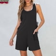 thumbnail image 2 of Black Loose Fit Coveralls Shortalls for Women Summer Fall Workout Athletic Lounge Running Cami Tank Straight Leg Basic Coveralls Shortalls Shorts Unitard Womens 2025 L, 2 of 6