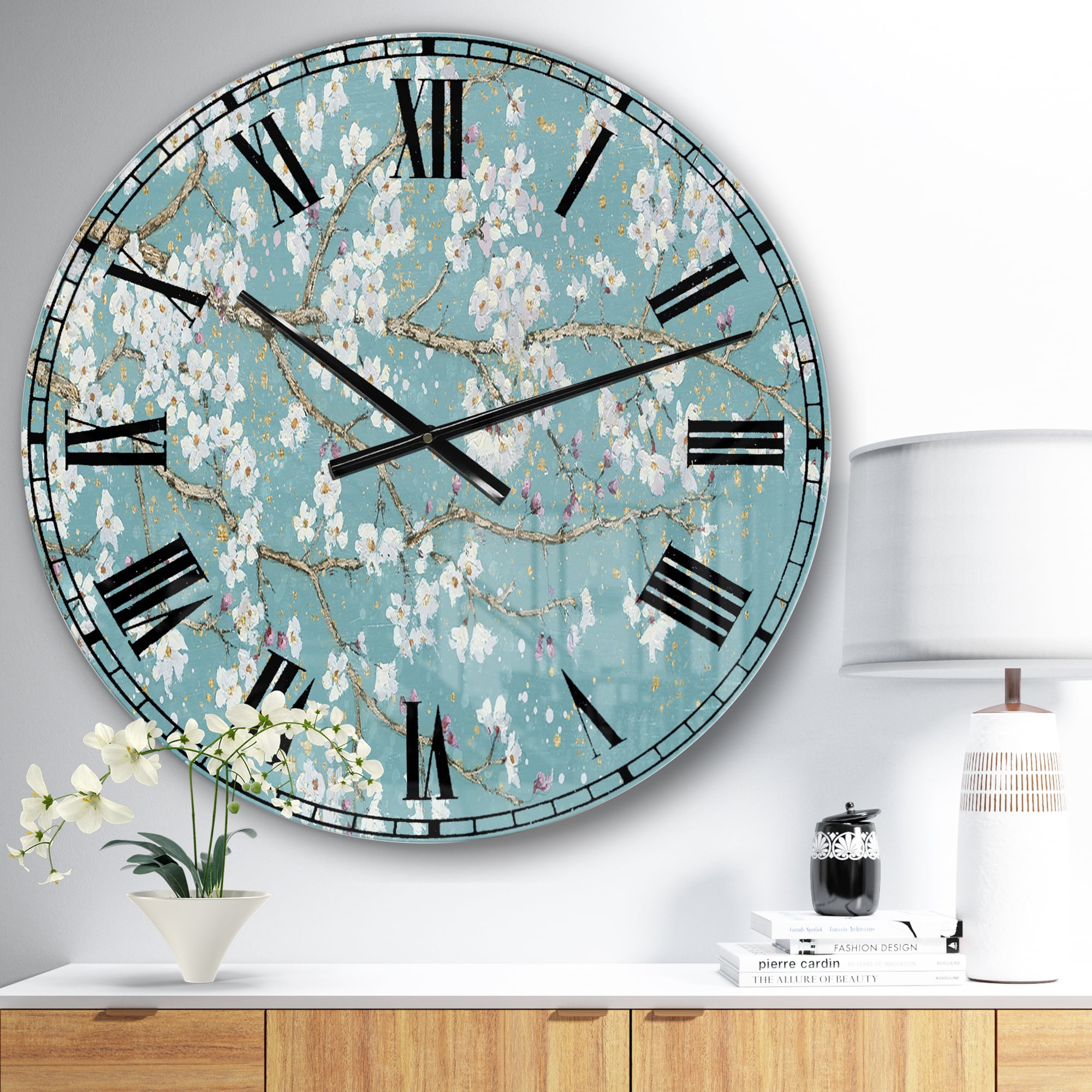 Designart 'Blue April Tree' Traditional wall clock