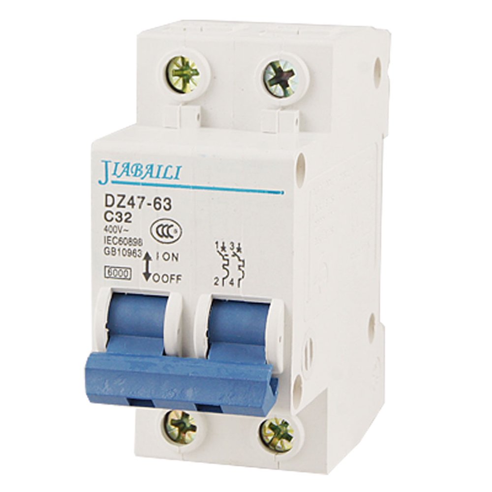 400V 32A ON/OFF Switch Miniature Circuit Breaker 2 Poles 2P DZ47-63 C32