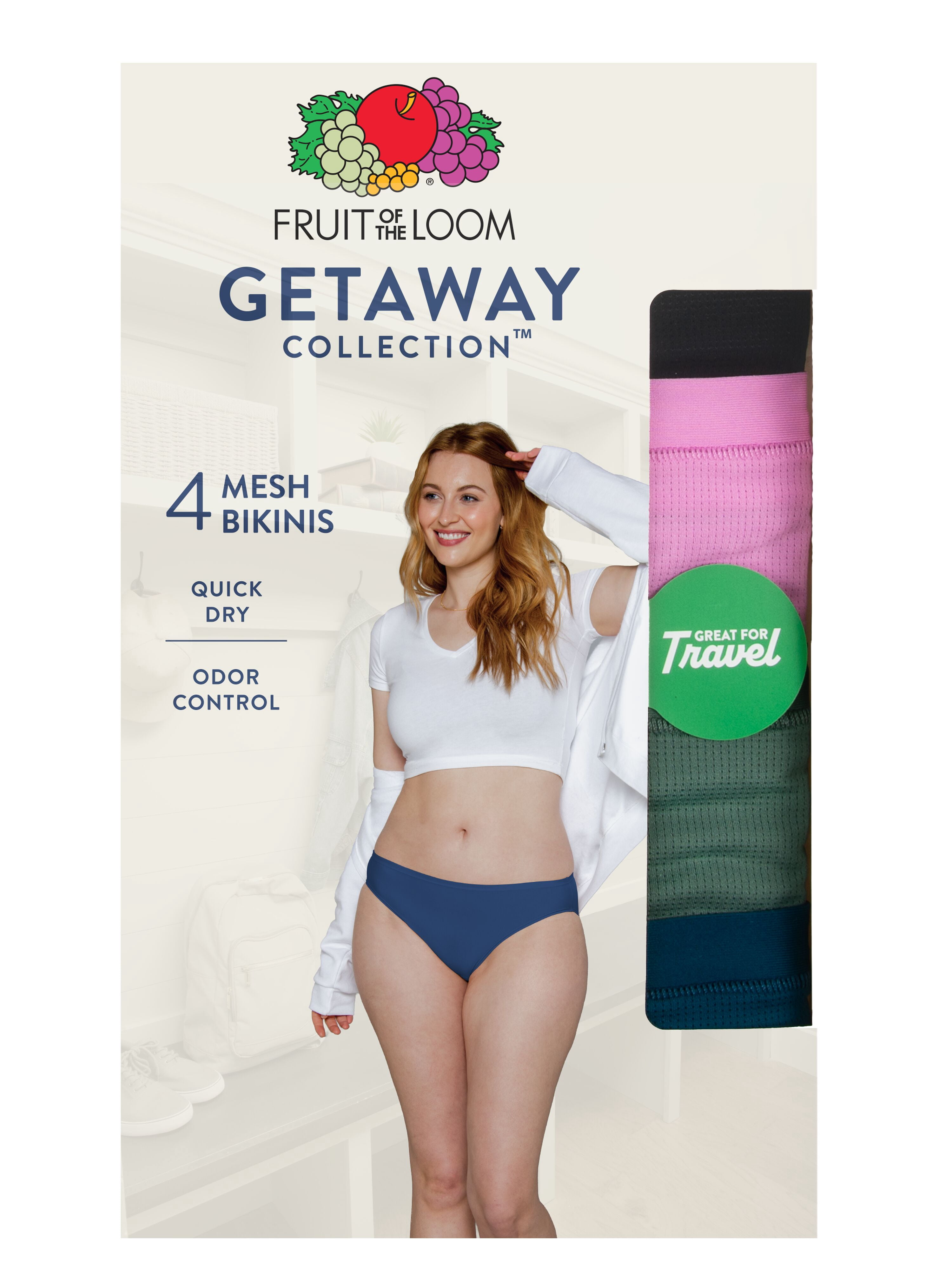 Fruit of the Loom Women's Getaway Collection, Cooling Mesh Bikini Underwear, 4-Pack