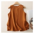 thumbnail image 5 of MESSUEN Women's Sleeveless Tops Loose Fitting Tops for Women Crew Neck Raglan Retro Literary Inner Pullover Temperament Strap Women's Fashion Dressy Summer Tops for Women Brown M, 5 of 6