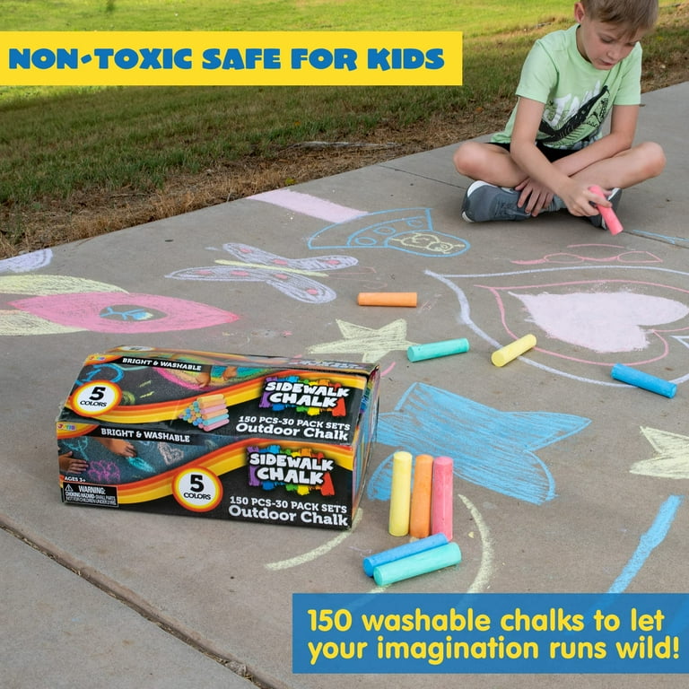 Joyfy 160PCS Washable Sidewalk Chalks for Kids Outdoor Art Play