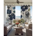 thumbnail image 4 of Navy Blue Green Floral Blackout Curtains 39 Inches Long for Bedroom, Vintage Botanical Leaves Thermal Insulated Room Darkening Black Out Window Curtain Panels Grommet Drapes for Living Room, 4 of 8