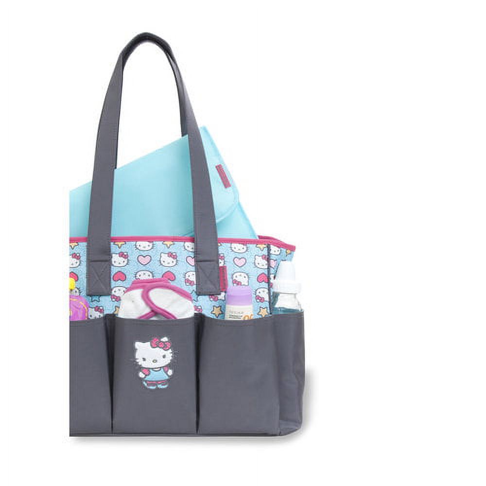 Hello Kitty Toss Print 6-Pocket Tote Diaper Bag, Grey - image 3 of 4
