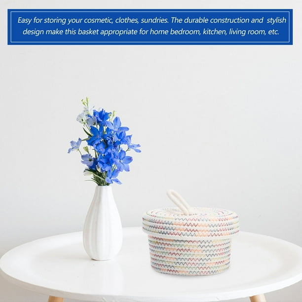unbranded 1Ud Cotton Woven Basket for Home Storage White Desktop Organizer for Clothing and Paperwork