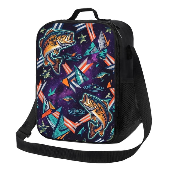 Camo Fish Insulated Lunch Box Reusable Lunch Bag Women Men Cooler Tote Bag For Work Picnic Outings Office