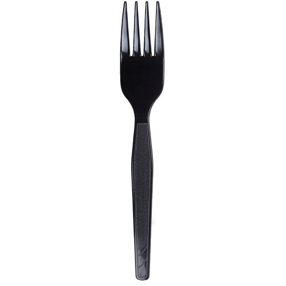 Plastic Cutlery, Heavy Mediumweight Forks, Black, 1,000/carton | Bundle of 5 Cartons