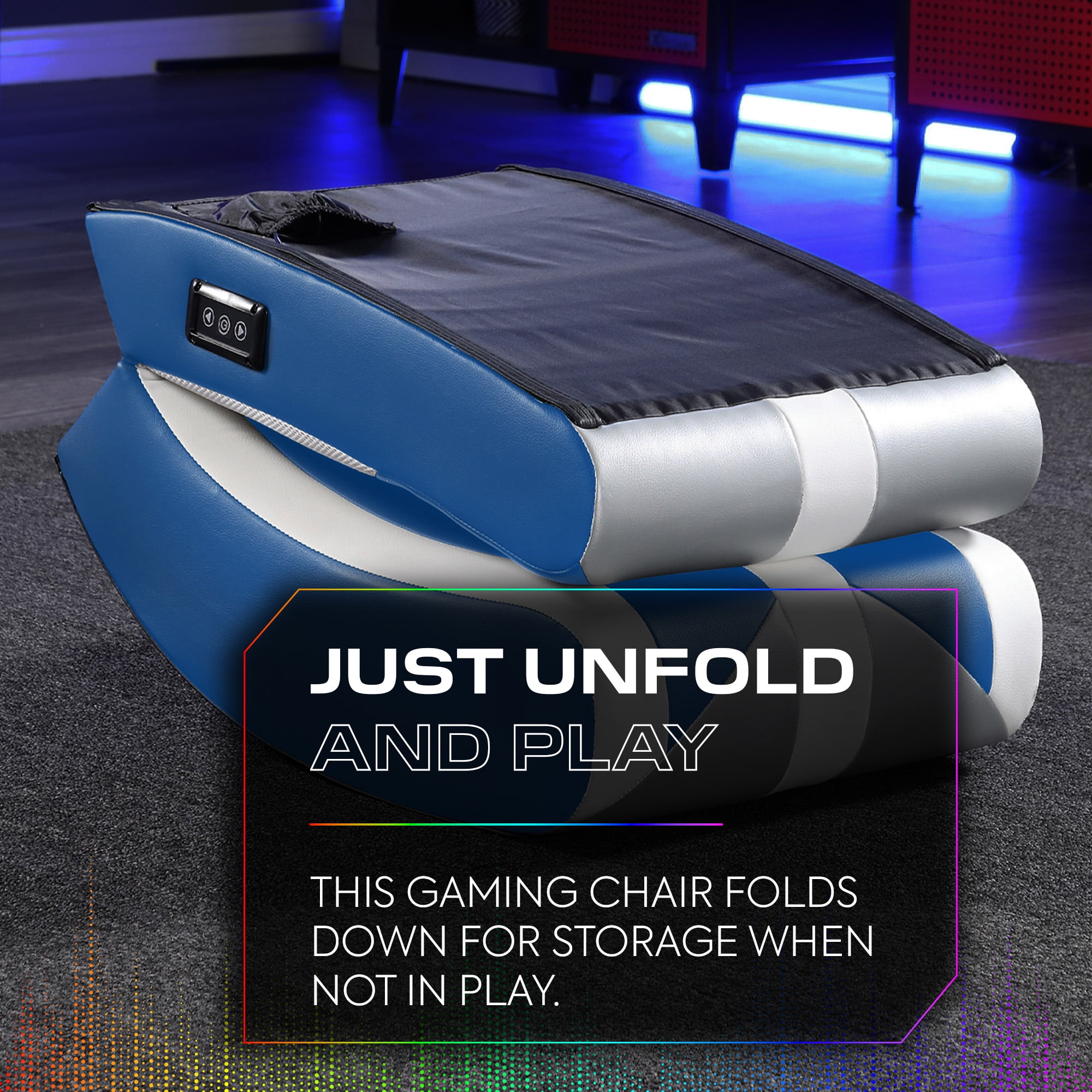 X Rocker Navigator Floor Rocker Gaming Chair, Blue