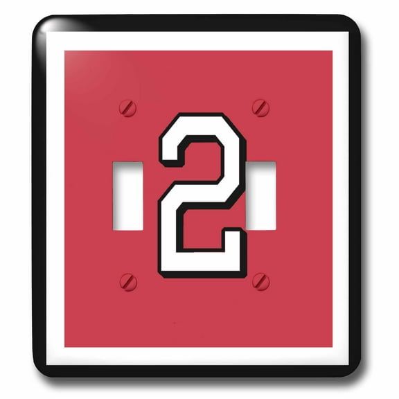 3dRose, Number 2 in white trimmed in black on Crimson red background. Outer trim in white and black., double toggle switch