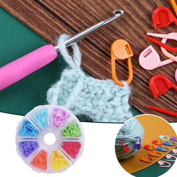 DIY Knitting Craft Set for Crochet and Needlework with 8 Grid Pack Featuring 104 Counting Markers and Locking Clips for Sweaters Scarves