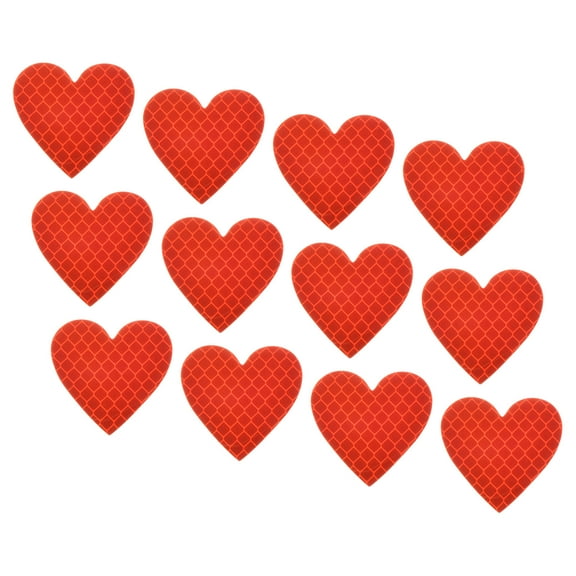 Uxcell Reflective Stickers, 12 Pack 1.61 x 1.57 Inch Adhesive Night Heart Shape Safety Tape Reflector, Red