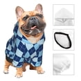 thumbnail image 3 of Fotbe Blue Squares Print Small Dog Sweater Hoodies Pet Grey Hooded Soft Fleece Sweatshirts with Pocket Fall Winter Puppy Cat Sweaters Warm Clothes-Large, 3 of 7