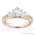 thumbnail image 2 of Round Cut Forever ONE D-E-F Moissanite Antique-Style Three-Stone Engagement Ring in 14k Rose Gold, 2 of 5