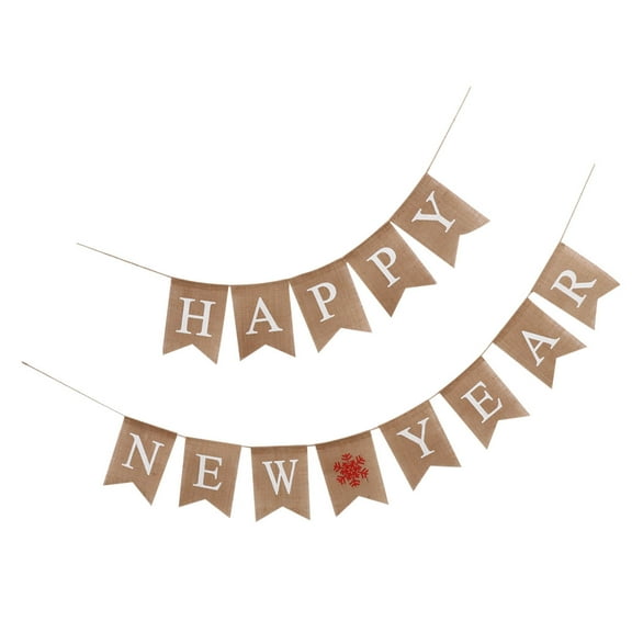 Raindrops Multicolor Happy New Year Fabric Hanging Banner Wall Bunting for Party Decoration