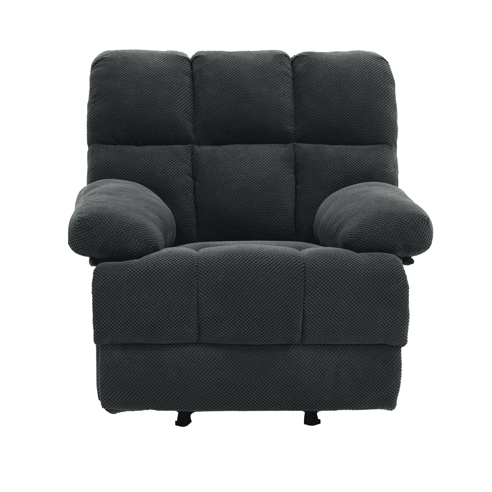 Homy Casa Rocking Recliner Chair, Manual Fabric Recliner with Footrest for Living Room, Dark Gray