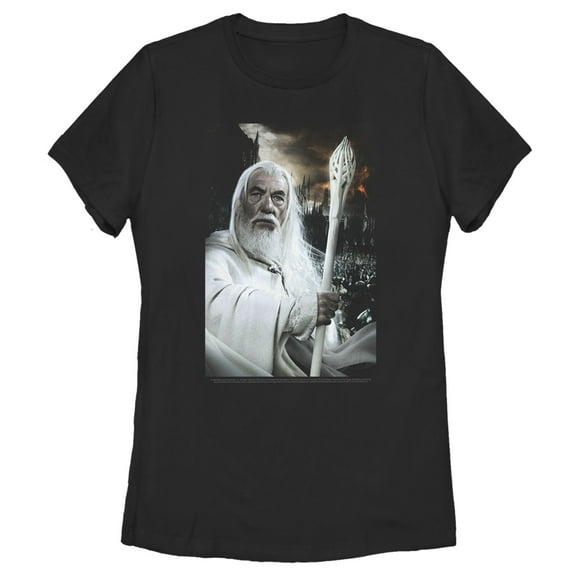 Women's The Lord of the Rings Fellowship of the Ring Gandalf Portrait Graphic Tee Black Medium