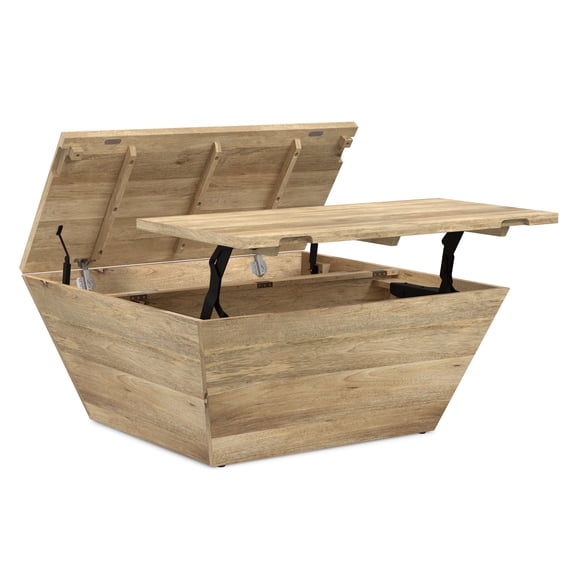 Simpli Home Abba 36 inch Wide Solid Mango Modern Lift Top Coffee Table in Natural