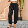 thumbnail image 2 of Yifymode Women Barrel Pants Wide Leg Palazzo Summer Baggy Harem Boho Casual Trousers with Pockets Beach Vacation,Black M, 2 of 6