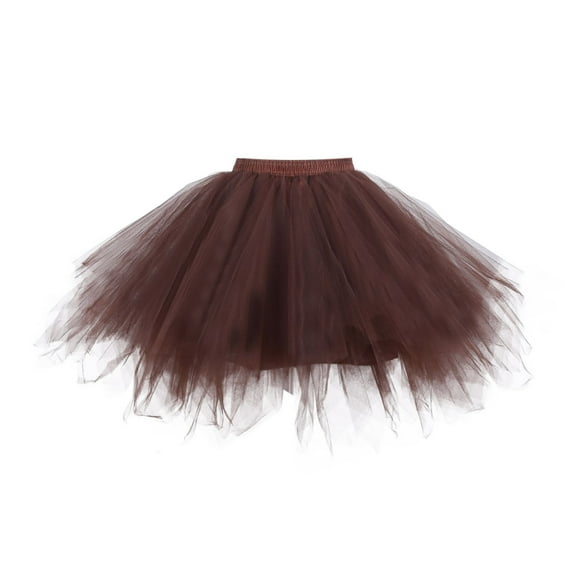 Riforla Carnival Tutu Skirts for Women Christmas Dance Party Solid Color Mesh Tutu Skirt Holiday Ballet Skirt Women's Skirts Coffee_001 XL