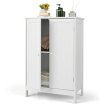 RONG-3 Bathroom Floor Cabinet, Wooden Storage Cabinet with Double Doors, Suitable for Bathroom, Living Room, Entryway,White