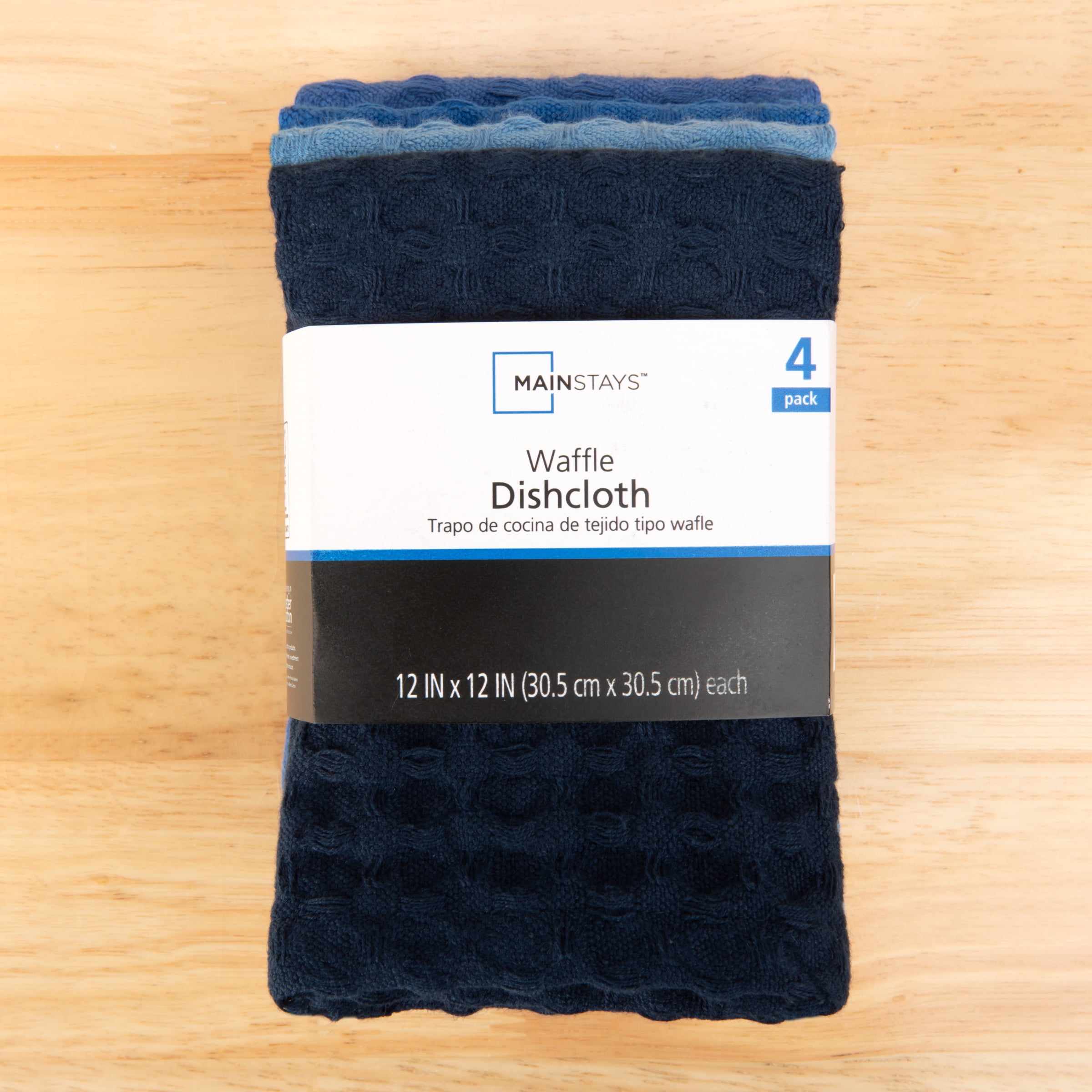 (3 pack) Mainstays 4 Pieces, Waffle Dishcloths, Navy Blue