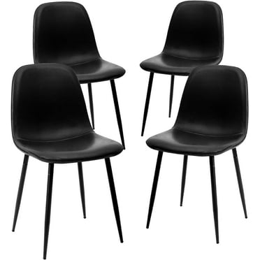 CangLong Faux Leather Dining Back Modern Side Chair for Pub Coffee Home, Set of 4, Black